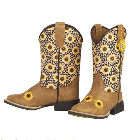 Twister Toddler Sunnie Tan and Cheetah Sunflowers Square Toe Boots