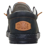 men's casual shoes in black denim with tan laces