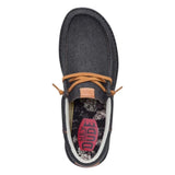 men's casual shoes in black denim with tan laces