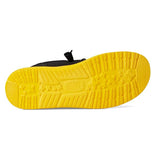 men's low top black sneaker with yellow bottom