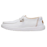 Hey Dude White Chambray Grid Slip On- Side