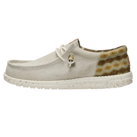 Tan Slip On Hey Dude with Aztec designed Heel
