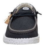 HeyDude Black Woven Beach theme Slip On with Seashell Charm- Front