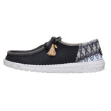HeyDude Black Woven Beach theme Slip On with Seashell Charm- Side View with Charm