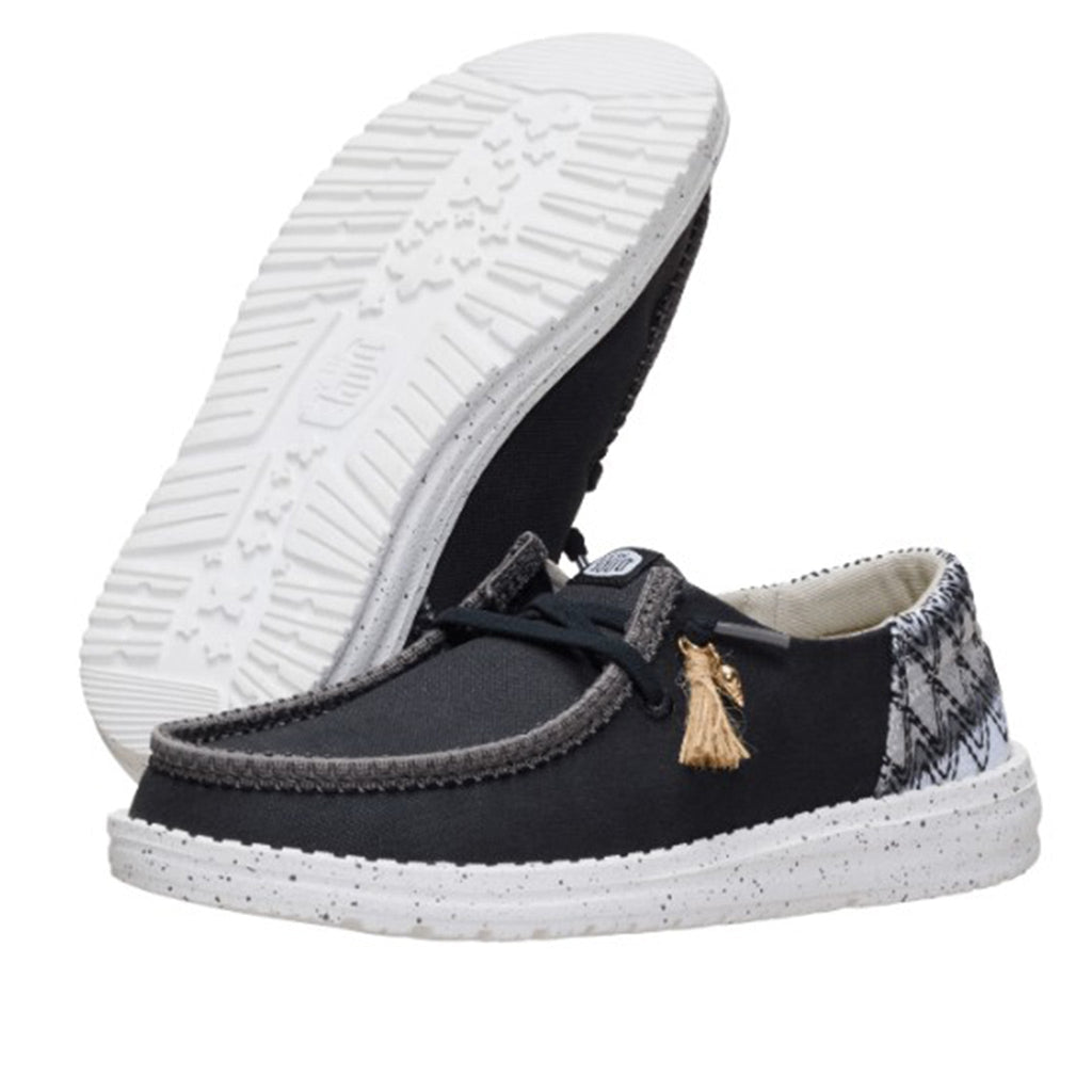 HeyDude Black Woven Beach theme Slip On with Seashell Charm