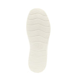 Bottom view of the Hey Dude Women’s Karina Double Duo Classic Egret shoe on a white background highlighting the tread pattern and outsole design.