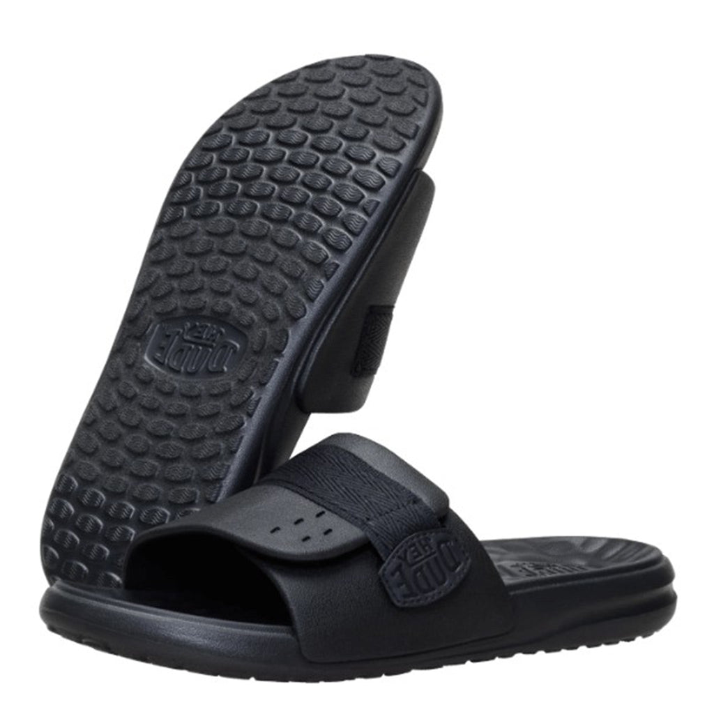 Black Velcro Slip On Slides