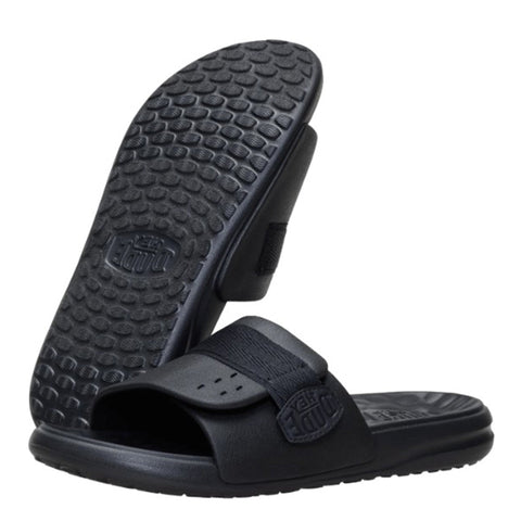 Black Velcro Slip On Slides