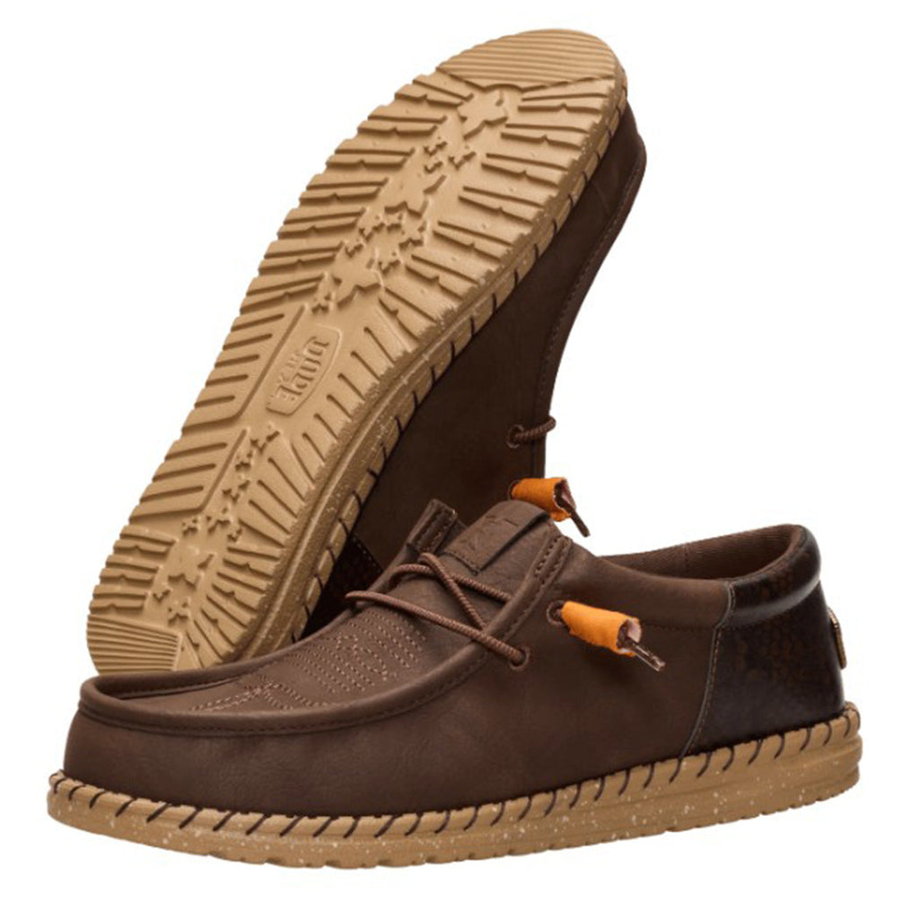 Brown Slip-On HeyDude with Boot stitch pattern