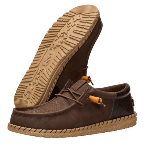 Brown Slip-On HeyDude with Boot stitch pattern