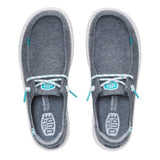 Jersey Varsity HeyDude Slip-on Shoe with Turquoise accents and white sole- Top 