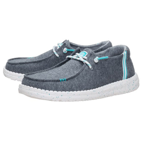 Jersey Varsity HeyDude Slip-on Shoe with Turquoise accents and white sole