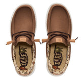 Brown slip-on Hey Dude with western Print on Heel- Top View