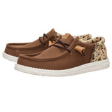 Brown slip-on Hey Dude with western Print on Heel