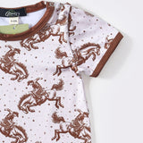 Brown Bucking Boy Romper