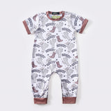 Short Sleeve Brown and White Romper with Howdy/Cactus/Boots and Cowboy Hat Design