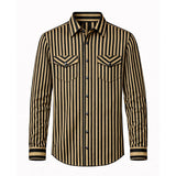 Plain front side view of Men's Black & Tan Stripe Performance Long Sleeve Shirt 