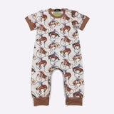 Cream and Brown Romper with Cowboys and Lassos 
