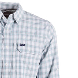 Wrangler Men's Blue and White Checkered Long Sleeve Shirt