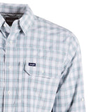 Wrangler Men's Blue and White Checkered Long Sleeve Shirt