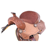 Shiloh 12" Youth Basketweave & Floral Tooling Saddle