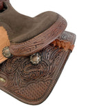 8" Double T Miniature Barrel Saddle - Oak Leaf/Basketweave Tooling by Shiloh Tack