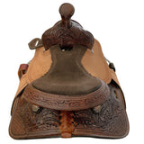 8" Double T Miniature Barrel Saddle - Oak Leaf/Basketweave Tooling by Shiloh Tack