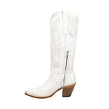 Corral Pure White Snip Toe Boots with embroidered leather and classic snip toe silhouette showing zipper