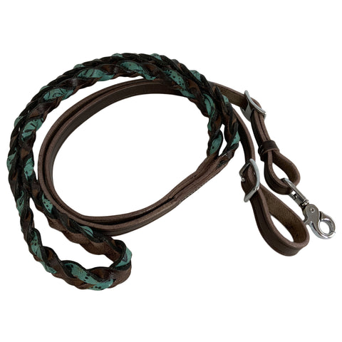 Showman Braided Leather Roping Reins
