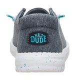 Jersey Varsity HeyDude Slip-on Shoe with Turquoise accents and white sole- Heel