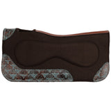 Showman built-up felt saddle pad with teal and brown weathered steer print wear leathers and contoured spine