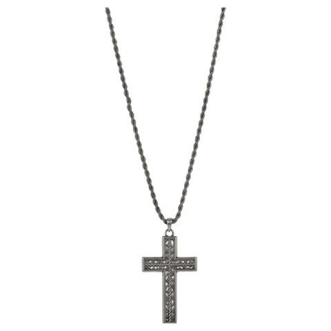 Close up view of Justin Black Rope Floral Chain Necklace 