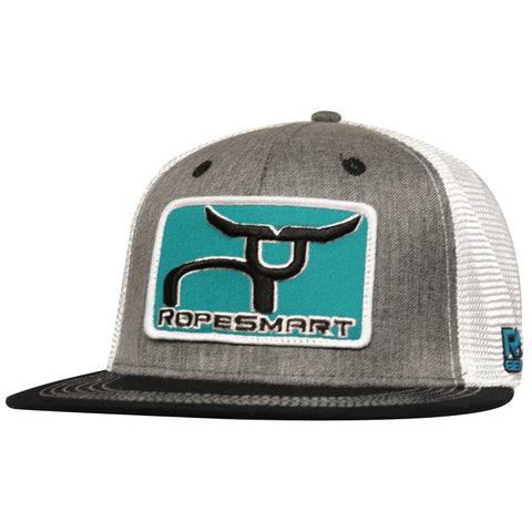 Rope Smart Grey/White Teal Patch Cap