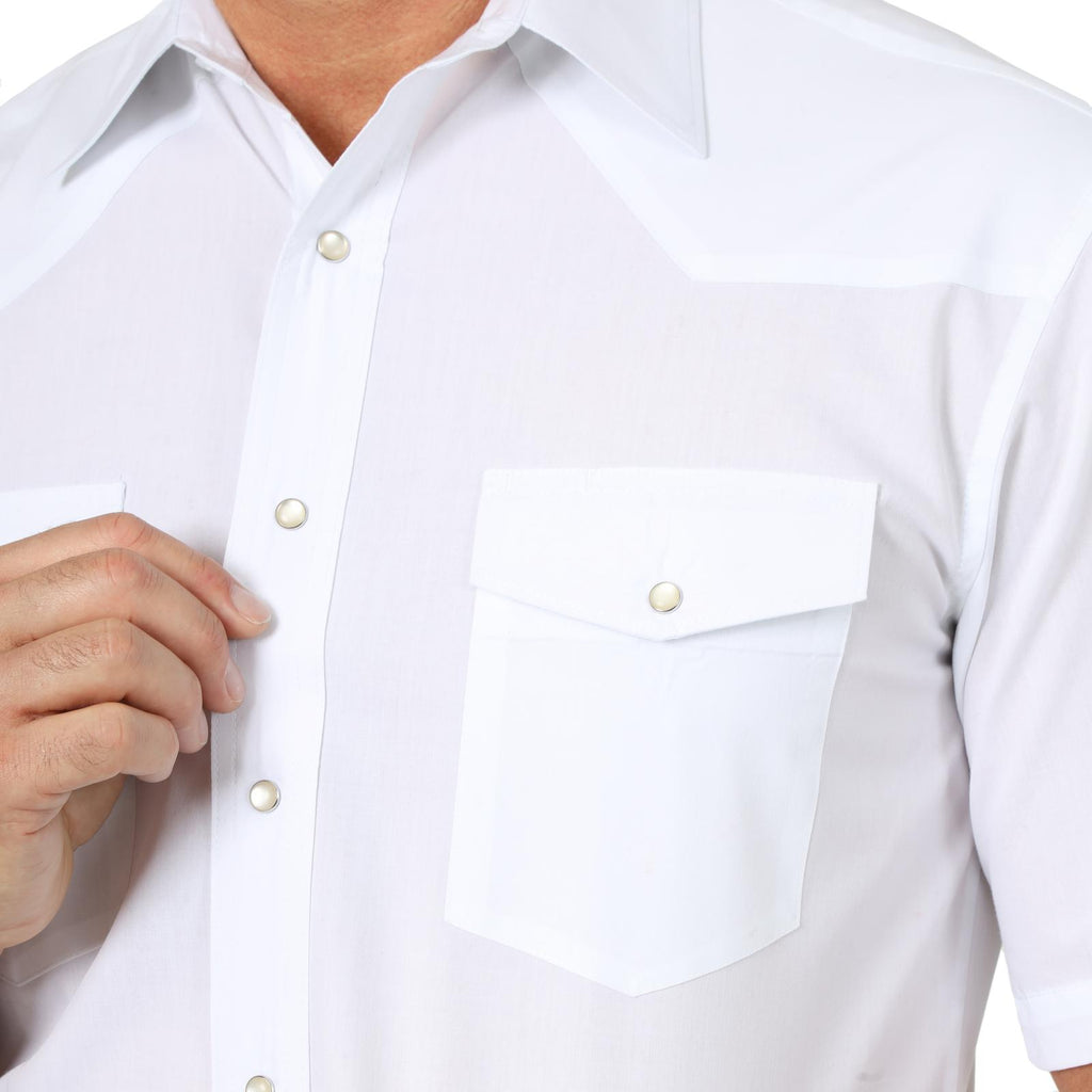 Wrangler Men's White Short Sleeve Pearl Snap Wrangler Men's White Short Sleeve Pearl Snap