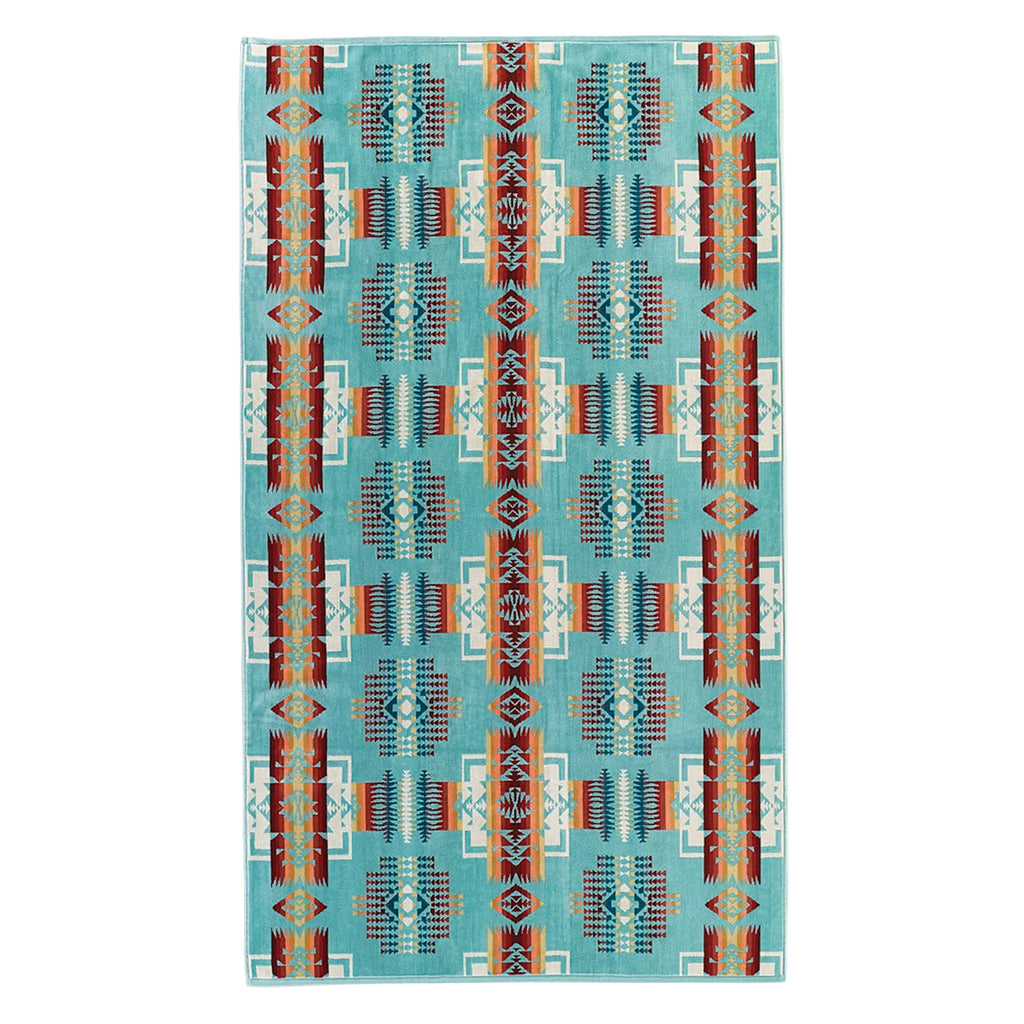 Flat lay of Oversized Aqua Jacquard Spa Towel 