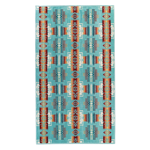 Flat lay of Oversized Aqua Jacquard Spa Towel 