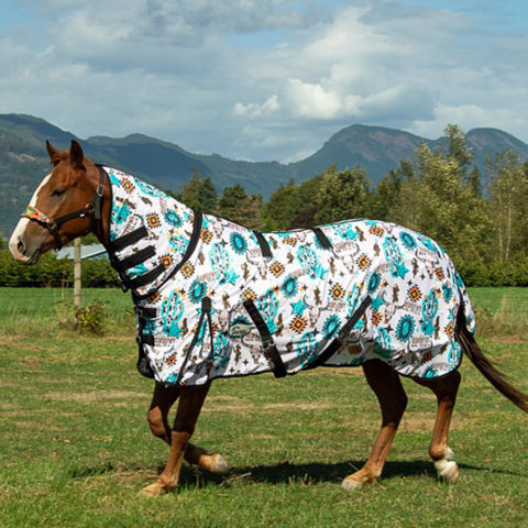 Turquoise/Orange/White Western Graphics Fly Sheet