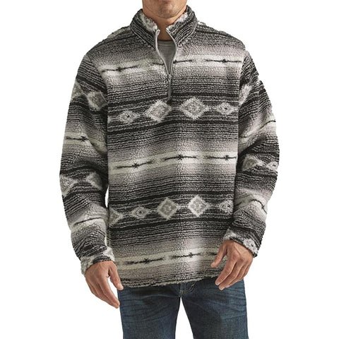 Wrangler Men's Navy and Gray Aztec Sherpa