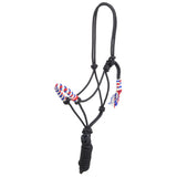 Black Halter Lead with Red-White-Blue Mohair noseband