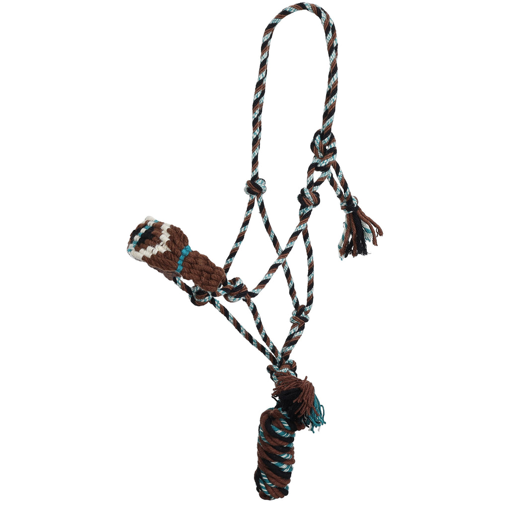 Full view of Showman Canyon Threads Mohair Cowboy Knot Halter with Lead 