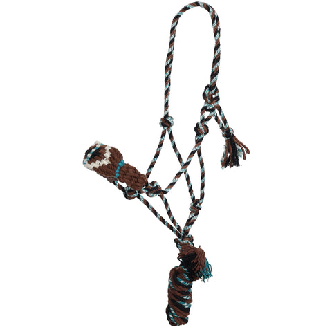 Full view of Showman Canyon Threads Mohair Cowboy Knot Halter with Lead 