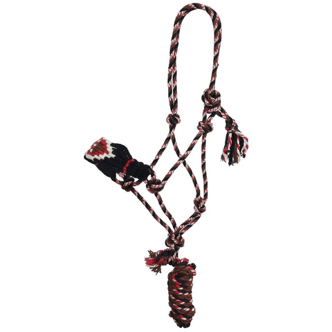 Full view of Showman Wildfire Horizon Mohair Cowboy Knot Halter with Lead 