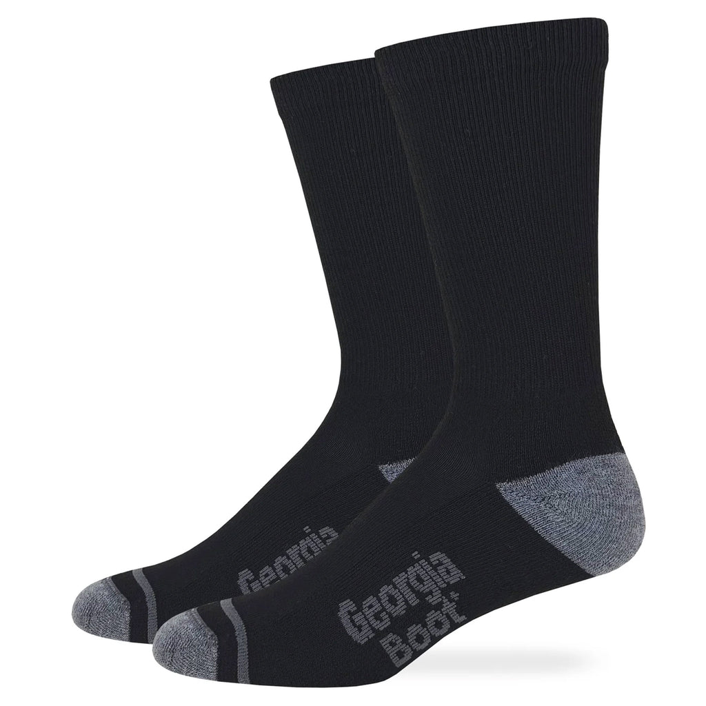 Side view of both Georgia Boot 2 Pack Black Ultra-Dri Socks 