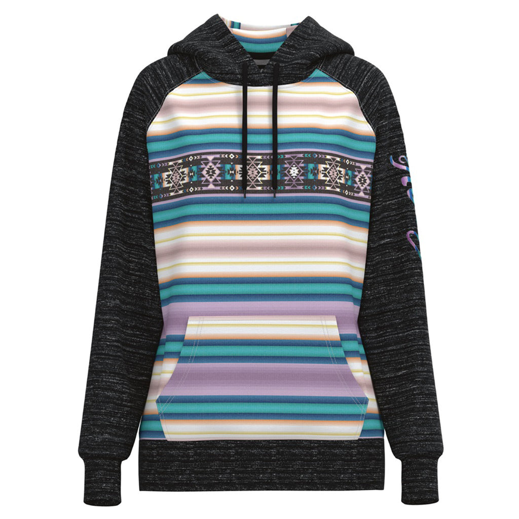 Hooey Ladies Serape Hoodie With Black Sleeves