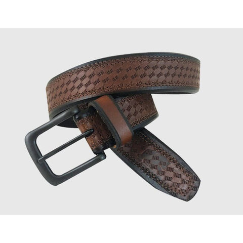 Gem Dandy Men's Brown Basketweave Embossed Belt