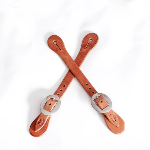 Crossed Straight Leather Spur Strap.
