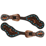 Showman Ladies Floral Tooling with Buckstitch Spur Straps