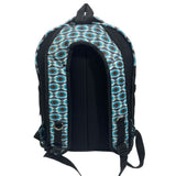 back view - straps are black and blue aztec