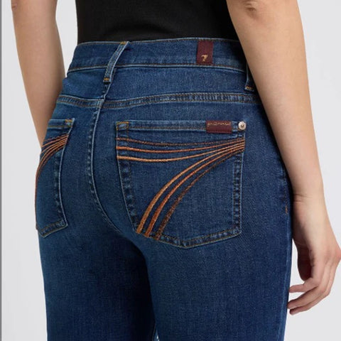 Cooper stitching on back of pockets, trouser jean, flare, 7 for all mankind 
