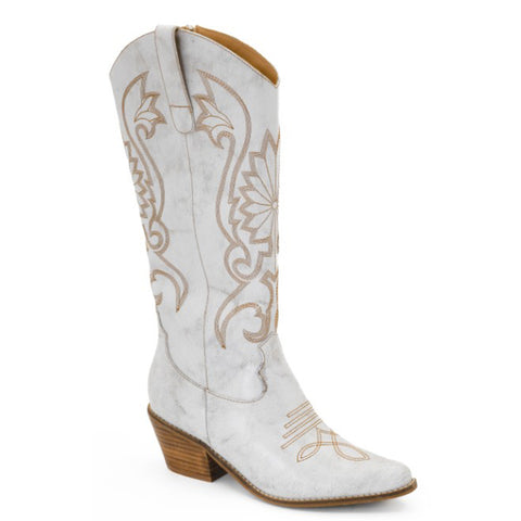 White Crackle Western Boots
